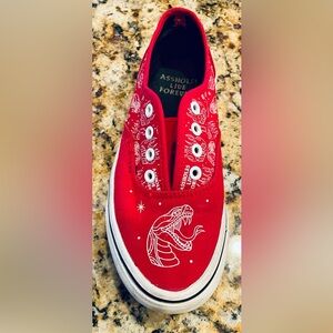 A**holes Live Forever - Graffiti Snake - Skater Sneakers - Red - Size 6